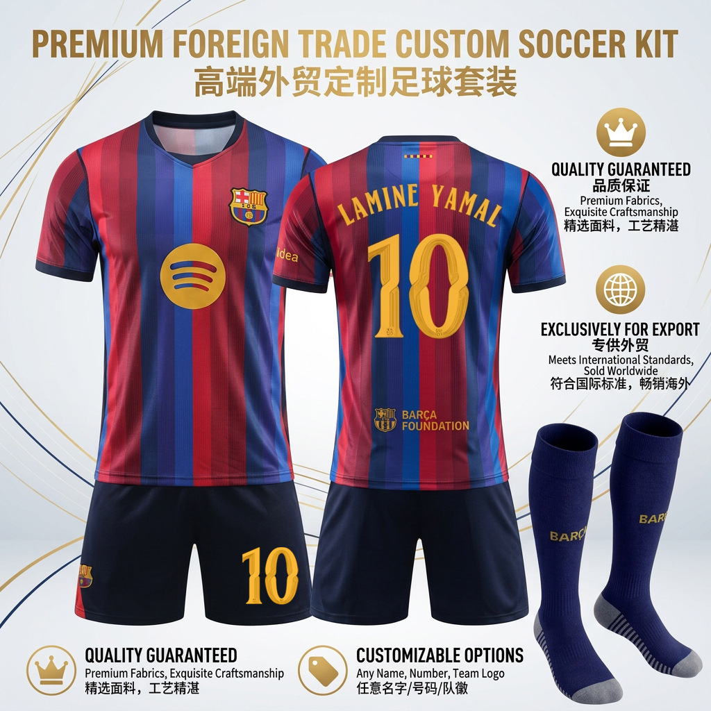 2627 Pedri jersey, Barcelona home football uniform, Champions League version, number 10, Yamal Messi set