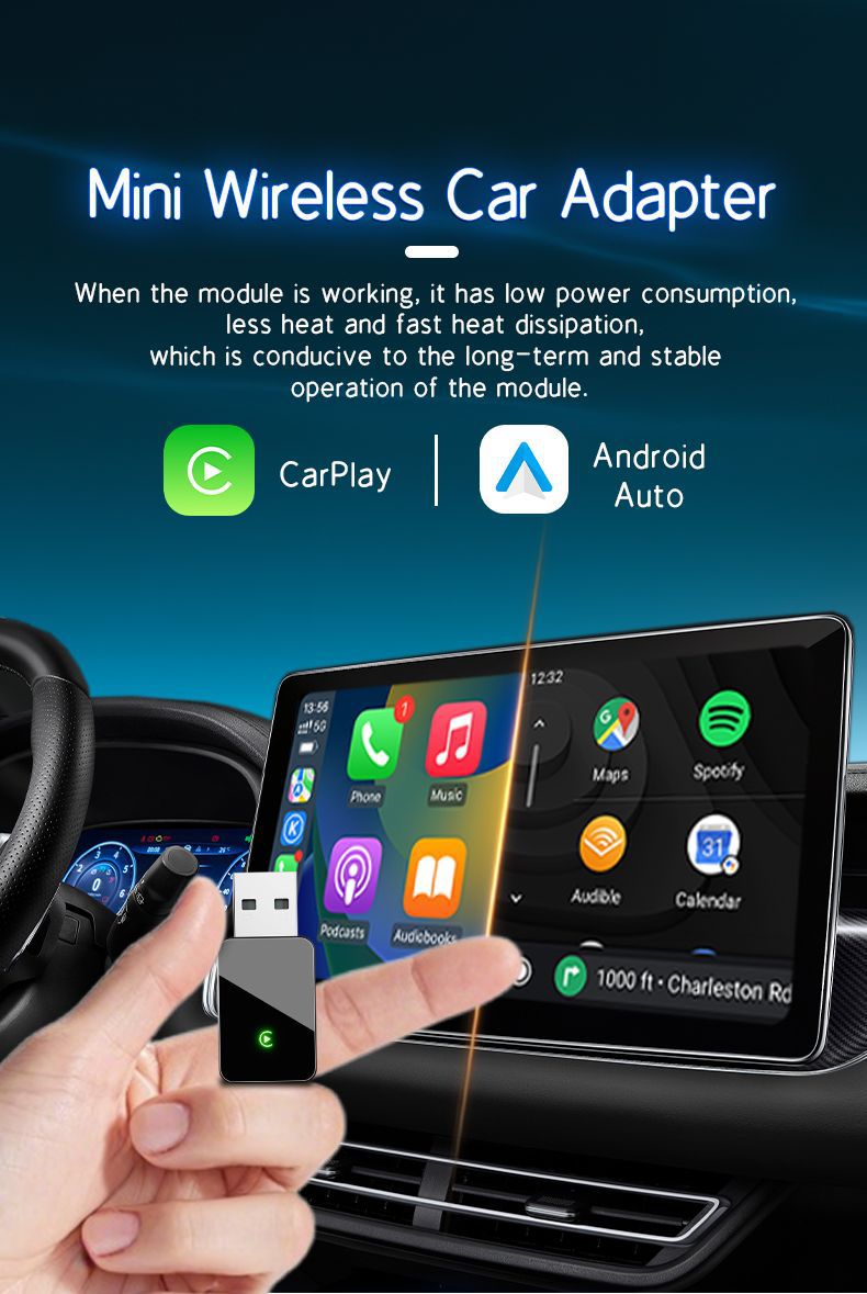 2-in-1 New Wireless Carplay Box, Converts Wired to Wireless for Original Car, Apple Adapter, Android Auto Car Device