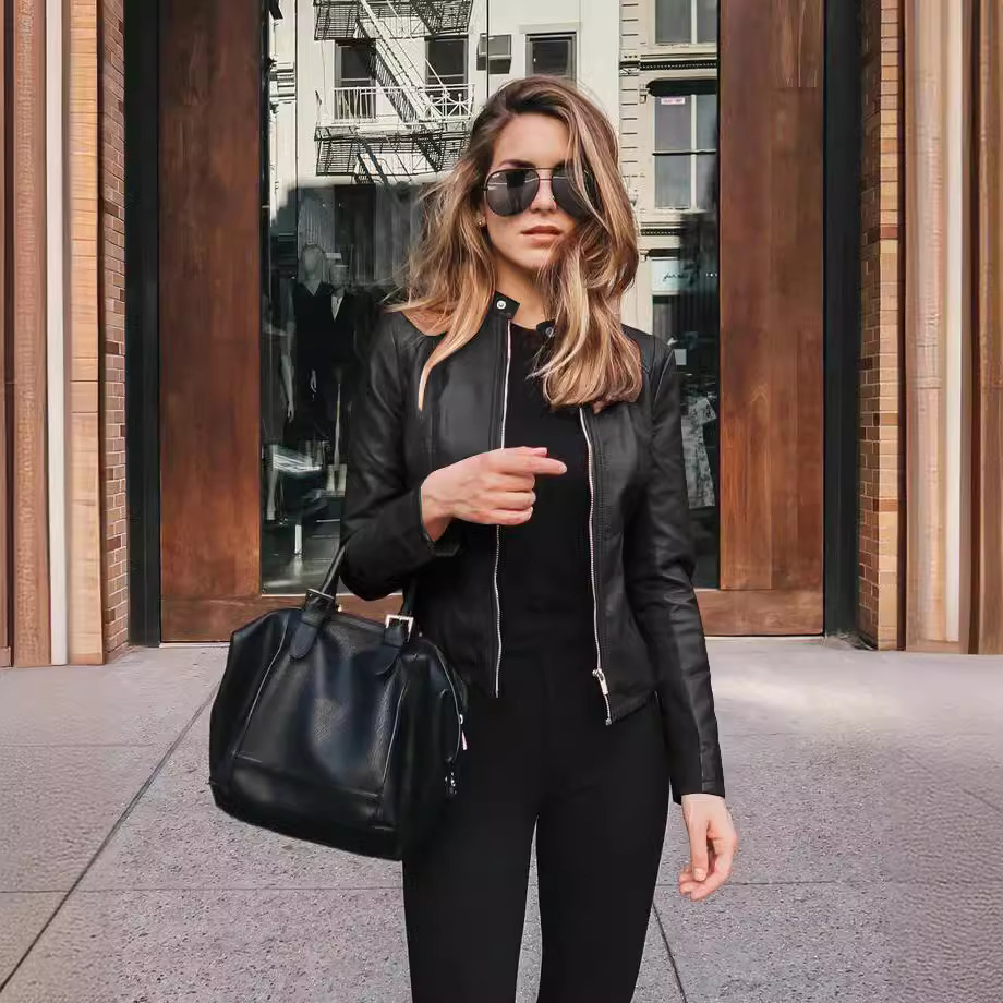 Ebay Amazon Hot-Selling Wish New Product Hot-Selling Autumn and Winter Women's Fashion Leather Pu Suit Jacket 6036