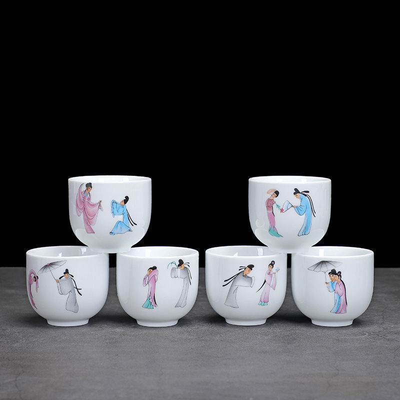 茶杯批发功夫茶具套装特价办公家用德化白瓷杯6只装品茗杯喝茶杯