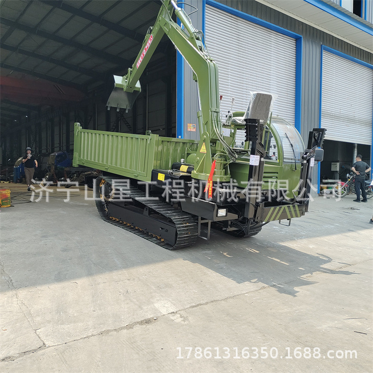 爬山虎加挖机 履带随车挖 自带挖机的农用履带运输车