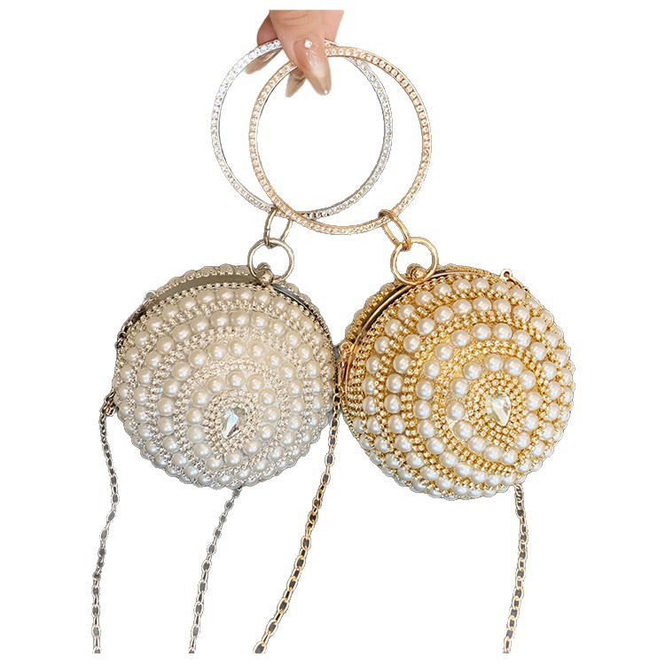Bolsas de cena de mujeres europeas y americanas, bolsas de mano de diamantes de perlas, bolsas de mano de bola, bolsas de cena de fiesta