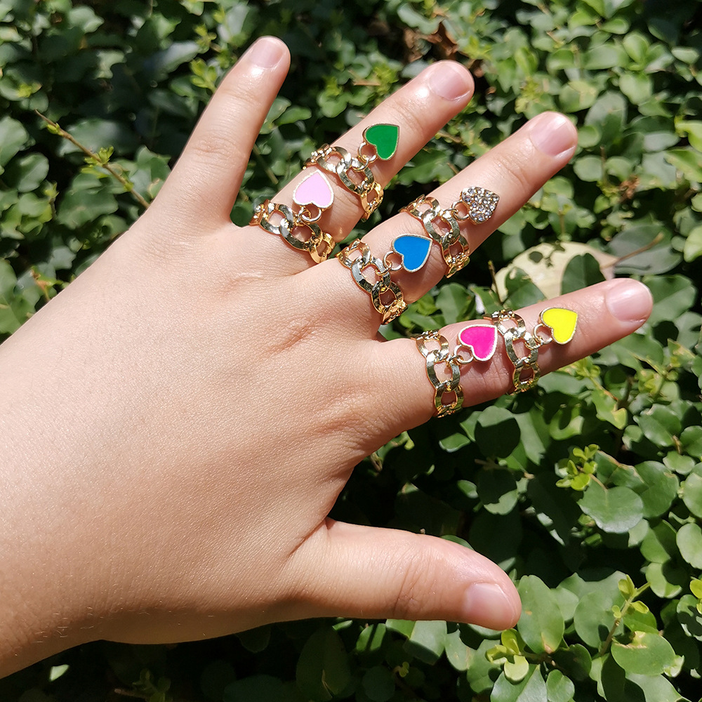 wholesale fashion butterfly drop oil heart hollow ring Nihaojewelry
