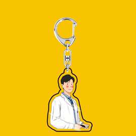 跨境新款2D819医师节亚克力钥匙扣可爱医生护士钥匙扣工厂批发