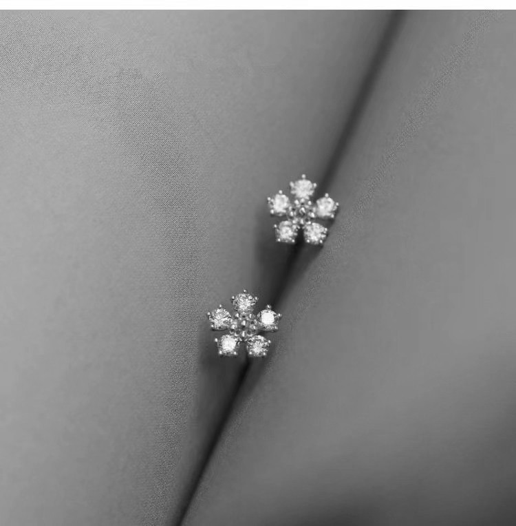 1 Paar Elegant Strassenmode Blume Inlay Sterling Silber Zirkon Ohrstecker display picture 2