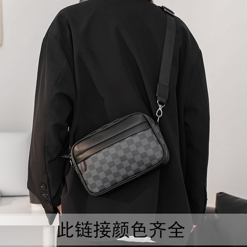 Upgraded version of casual plaid messenger bag, shoulder bag, crossbody bag, waist bag, backpack, men's bag, small square bag, camera bag
