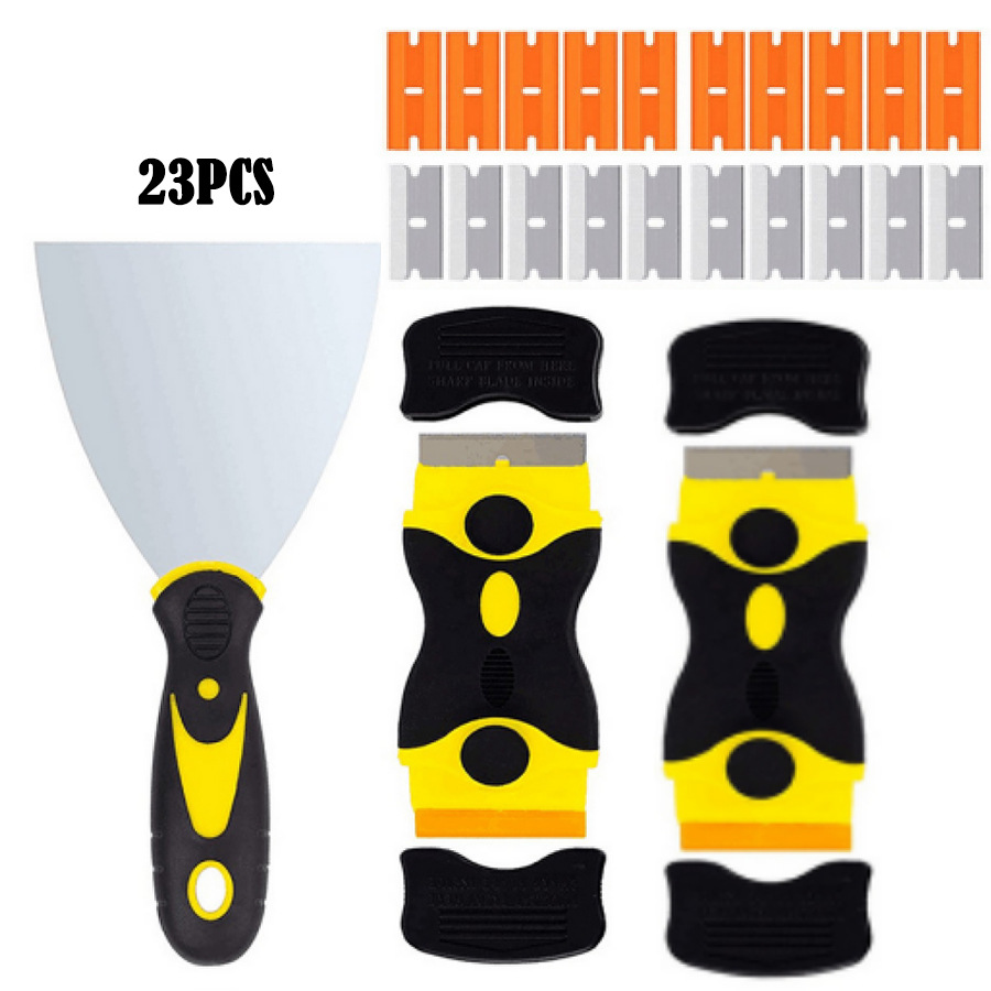 23件套迷你双面刮刀金属铲刀工具组合墙壁胶水标签残留物清洁