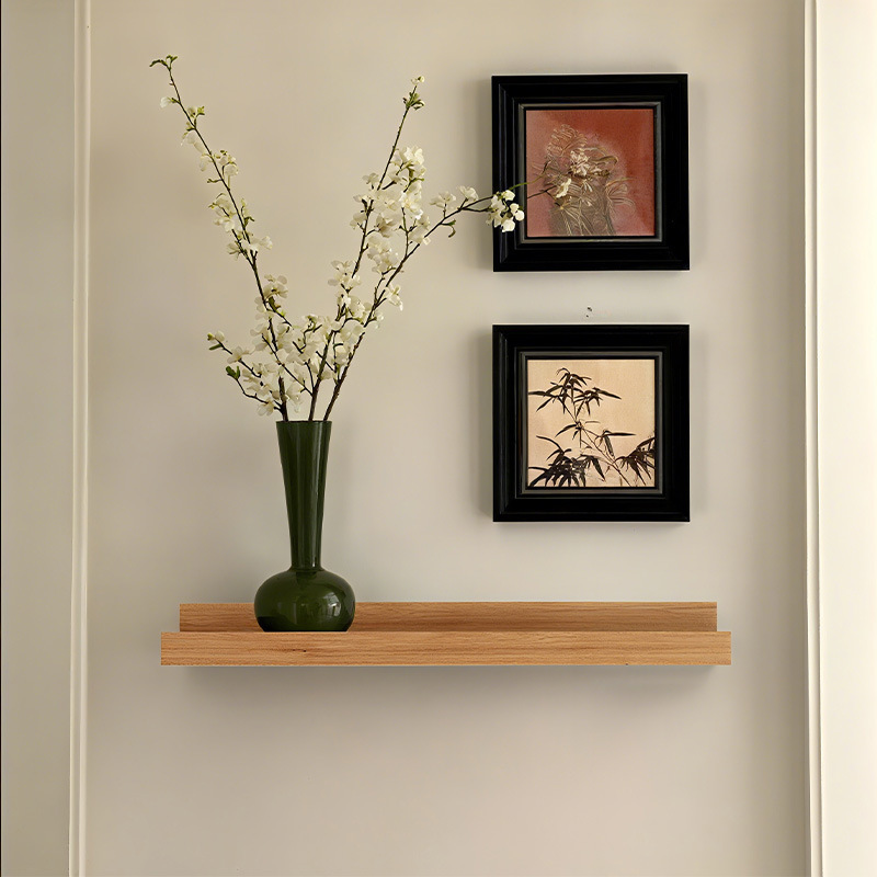 Estante de pared Tablero de una palabra de madera maciza Tablero de pared Tablero de almacenamiento sin perforaciones Estantería de piso verde de entrada