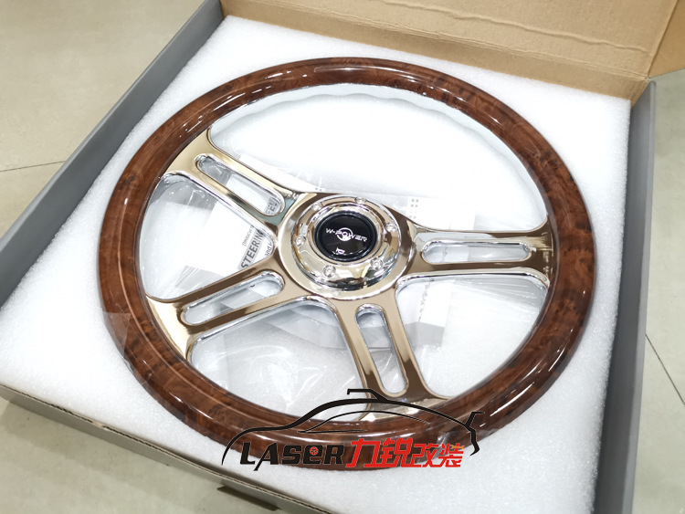 Adecuado para retro caoba volante coche de carreras modificación pusang viaje Suzuki Lada Jetta madera maciza plana 14 pulgadas