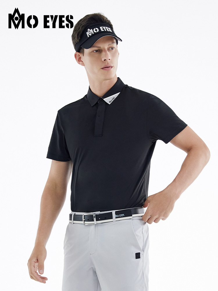 Áo phông thể thao nam ngắn tay chơi golf MMO EYES, chất liệu co giãn cao thoáng khí — M23YF002-Áo màu xanh lá cây, M23YF005-Áo màu xám, M23YF004-Áo màu đen, M23YF005-Áo màu trắng