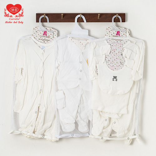 Export Plain Color Baby Hoodie Pure Color Crawl Suit Eight Piece Onesie Set Baby Infant Toddler Separated Clothes 