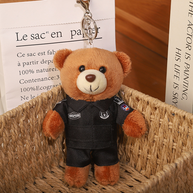 2025 nuevo uniforme de oso fuego cielo azul rescate colgante Teddy bear muñeca juguete de peluche publicidad llavero