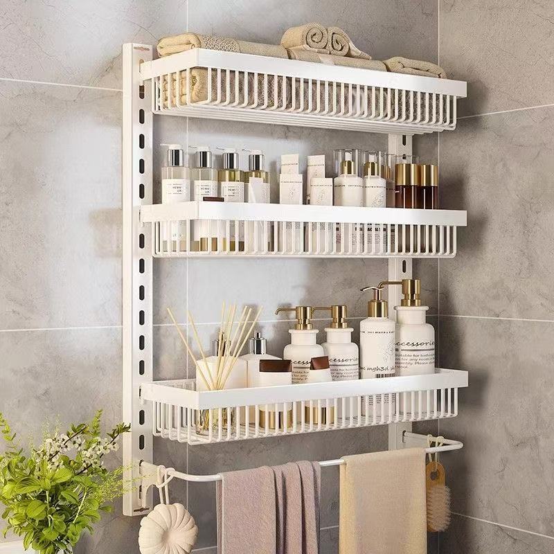 Storage Rack Punch-free Bathroom Door Rear Narrow Gap Multi-layer Toilet Finishing Supplies Wall-mounted Storage Shelf