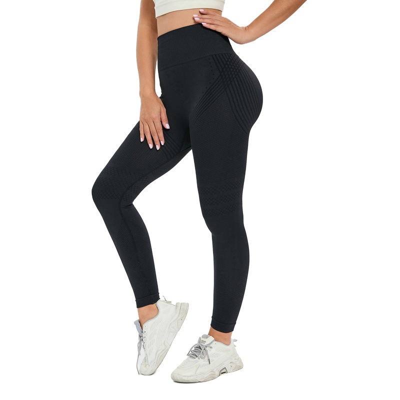 European and American Hot Seamless Hip Lifting Fitness Pants Belly Tight High Waist Peach Hip Yoga Pants