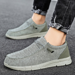 Large men's flying woven breathable loafers trend spring and summer casual canvas shoes