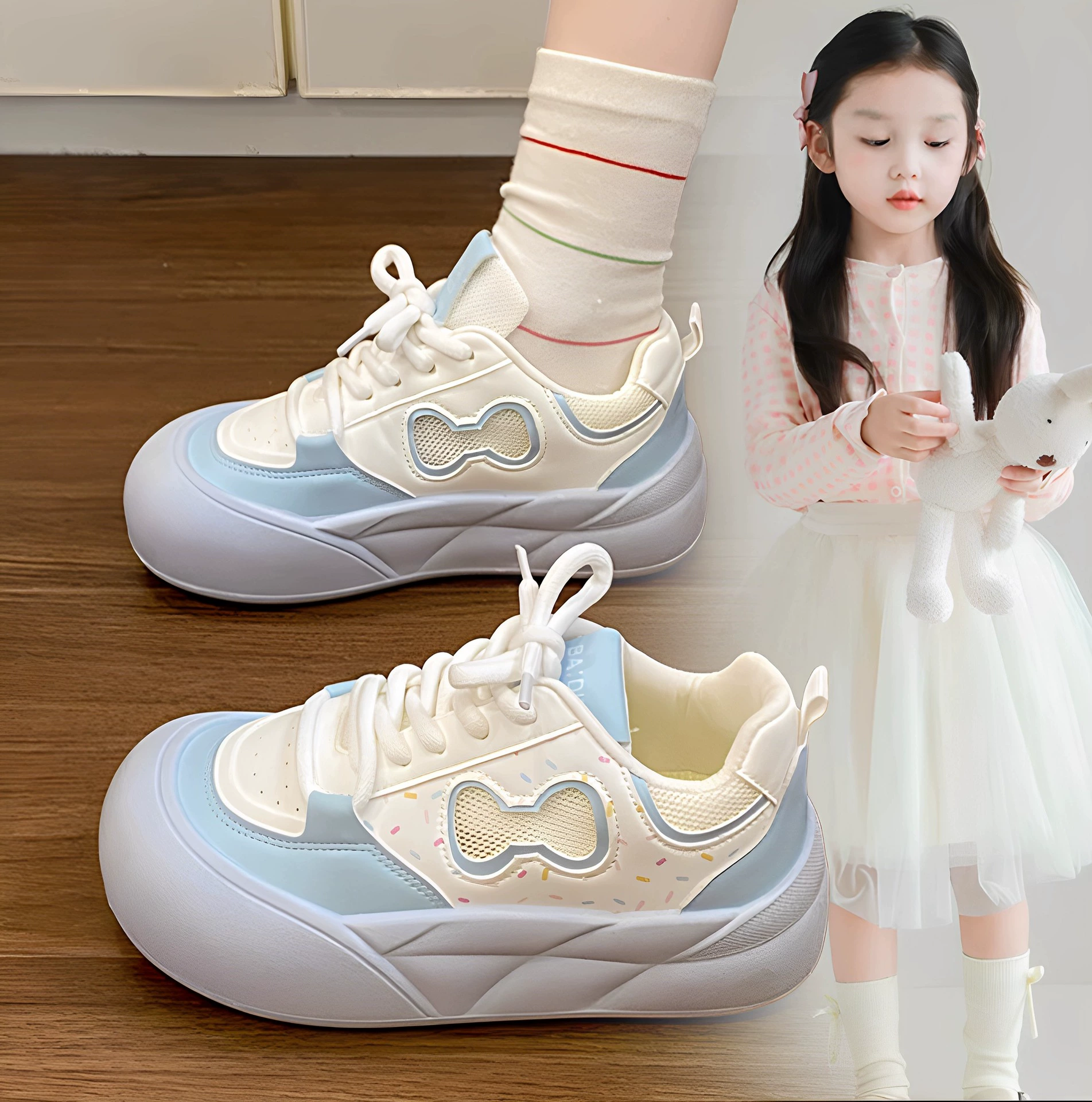 Детские спортивные кроссовки для девочек 2025, низкие, с широким носком, для школьниц, повседневные, «бутербродки»