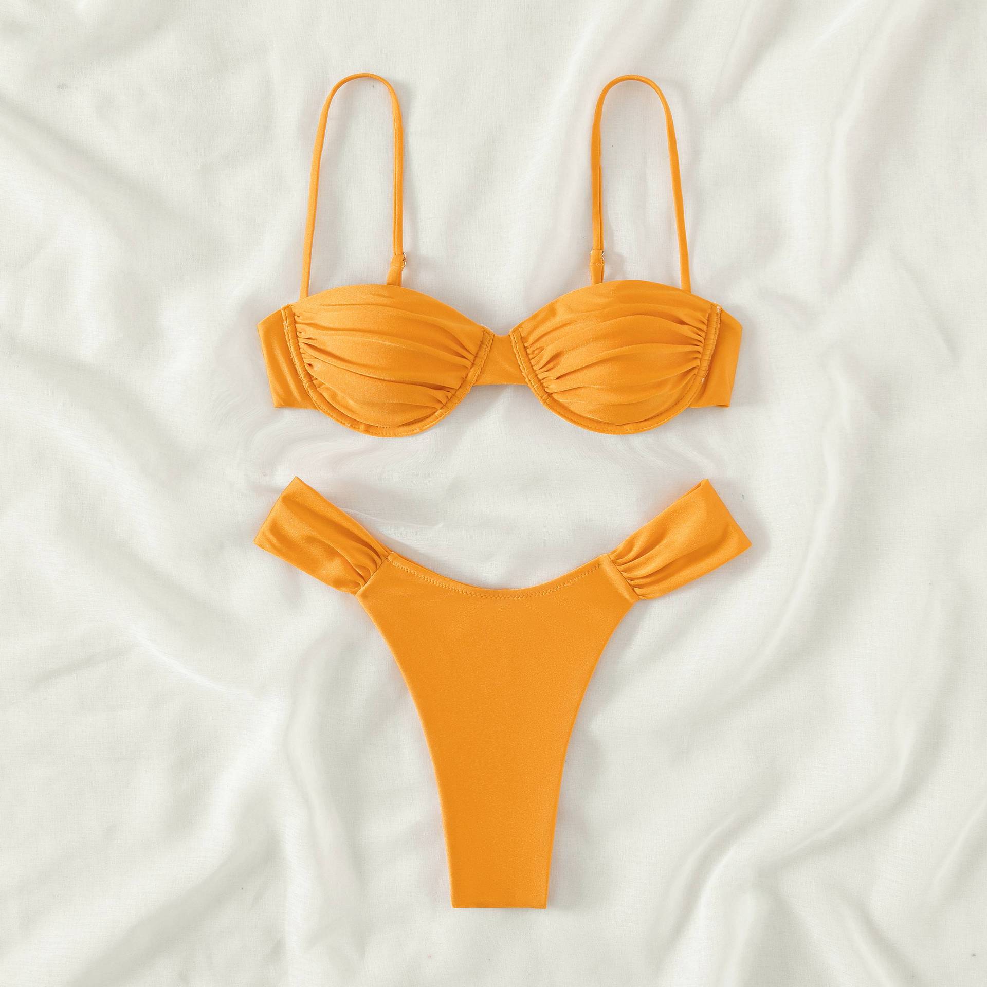 Mujeres Color Sólido Juego De 2 Piezas Bikinis Traje De Baño display picture 7