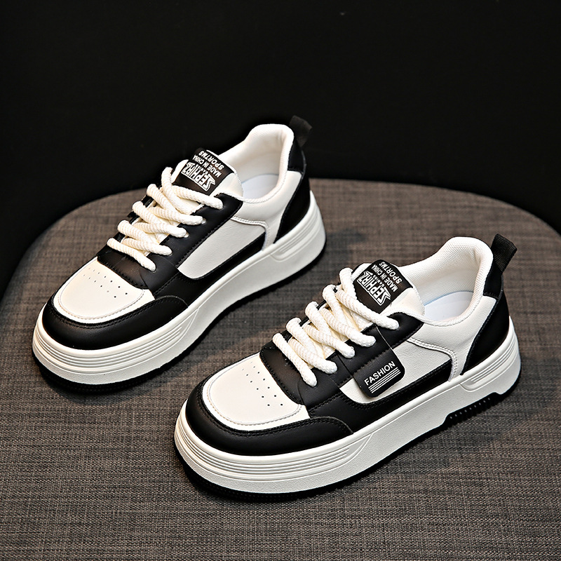 Zapatos blancos para mujer 2025 primavera nuevo estilo coreano versátiles zapatillas de suela gruesa que aumentan la altura zapatos casuales zapatos deportivos para mujer.
