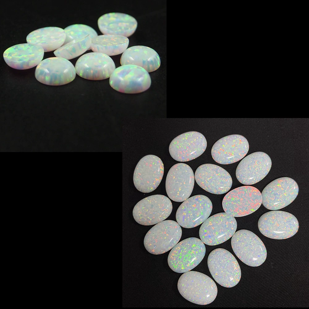 Искусственный опал Синтетический опал 1,5-10 мм Круглая плоская нижняя поверхность дуги Поверхность кольца из голого камня Опал Полуовальный