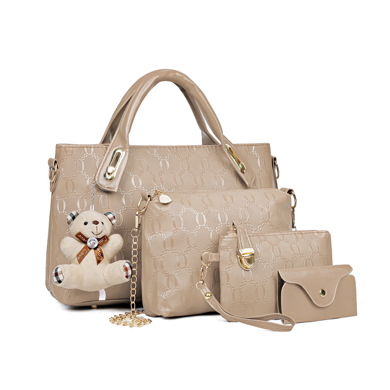 Bolsos populares para mujer 2025 nueva moda casual conjunto de cuatro piezas con diseño de oso, bolso para suegra, bolso de hombro, bandolera, bolso de mano para mujer, venta al por mayor
