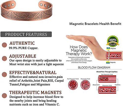 Weiwan: New European and American Style Trendy Retro Silver Magnetic Viking-Style Personalized Bracelet | Korean-Style Red Copper Open-End Bracelet