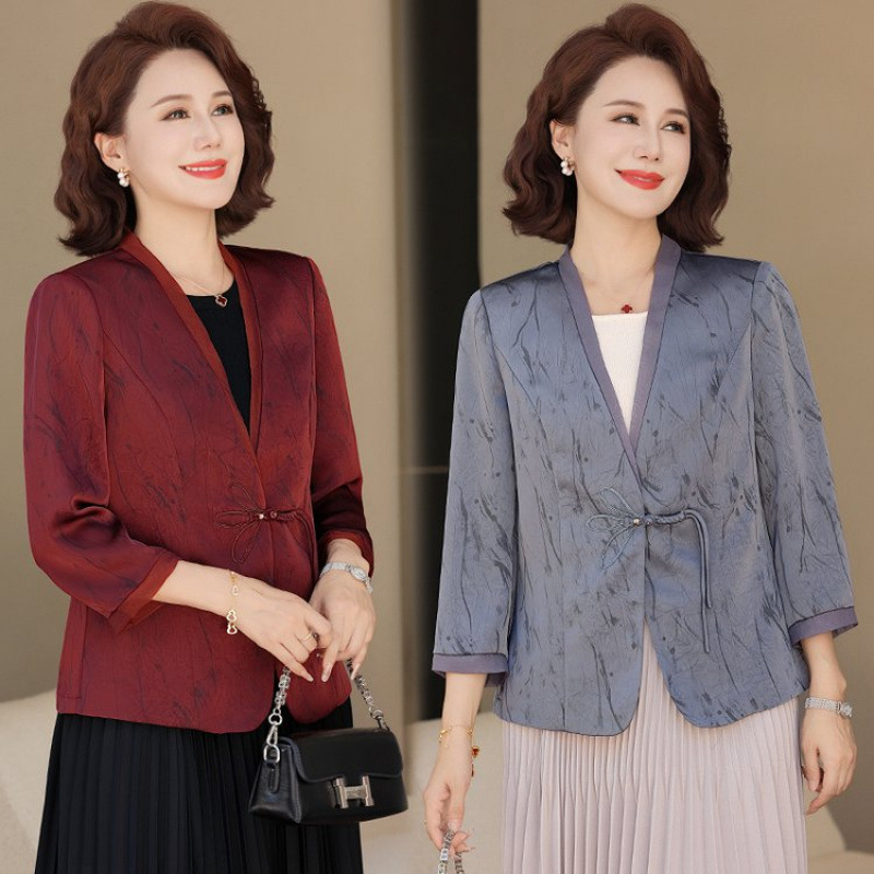 妈妈小西装外套春秋洋气中老年女秋装贵夫人品牌上衣喜婆婆婚宴装|undefined