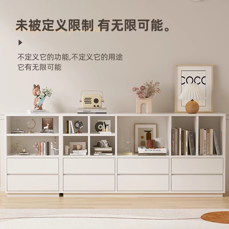 Estantería de estilo japonés Estante de piso Sala de estar Combinación libre Armario de TV Dormitorio Armario lateral de pared Librería de celosía simple