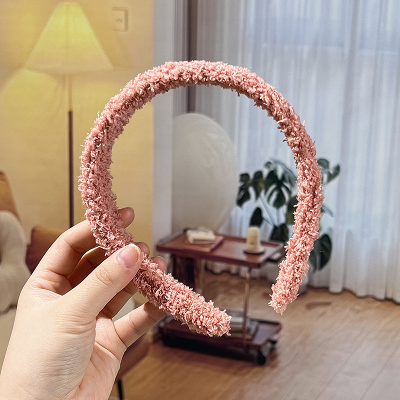 Bandera de cabello diy semiacabado de cabello mujer otoño invierno color caramelo tocado de peluche botón de mano peluche tocado de peluche