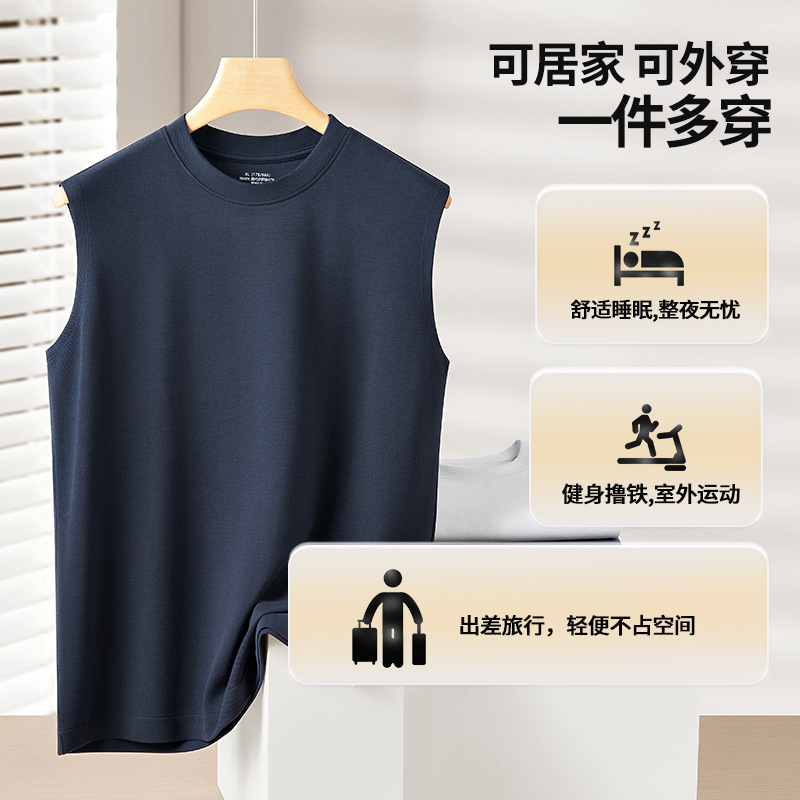 Primavera y verano nueva capa de aire jacquard de sarga tridimensional para hombres puede salir a deportes chaleco antiarrugas traje de pantalones cortos