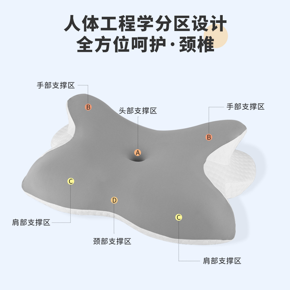 Almohadas personalizadas populares para hoteles y alojamientos transfronterizos, almohadas en forma de mariposa, almohadas altas que no se deshacen, almohadas de espuma viscoelástica