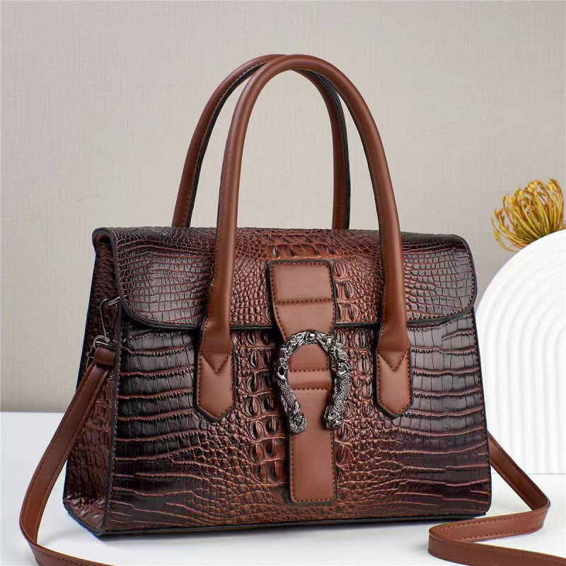 Bolso de moda cocodrilo, gran capacidad, partido de hombro, bolsa de compras, bolsa de mano.