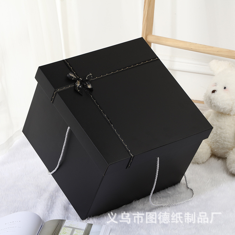 特大ギフトボックス黒リボンギフトボックス特大ギフト包装箱空箱誕生日セレモニーギフトボックス|undefined