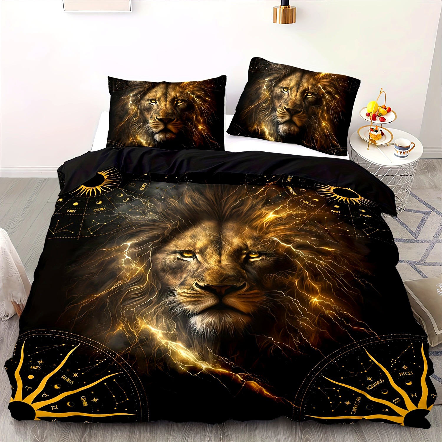 TEMU / JIT transfronterizo abrasivo textil doméstico impresión digital león colcha de cama Kit piel transpirable para diseñar