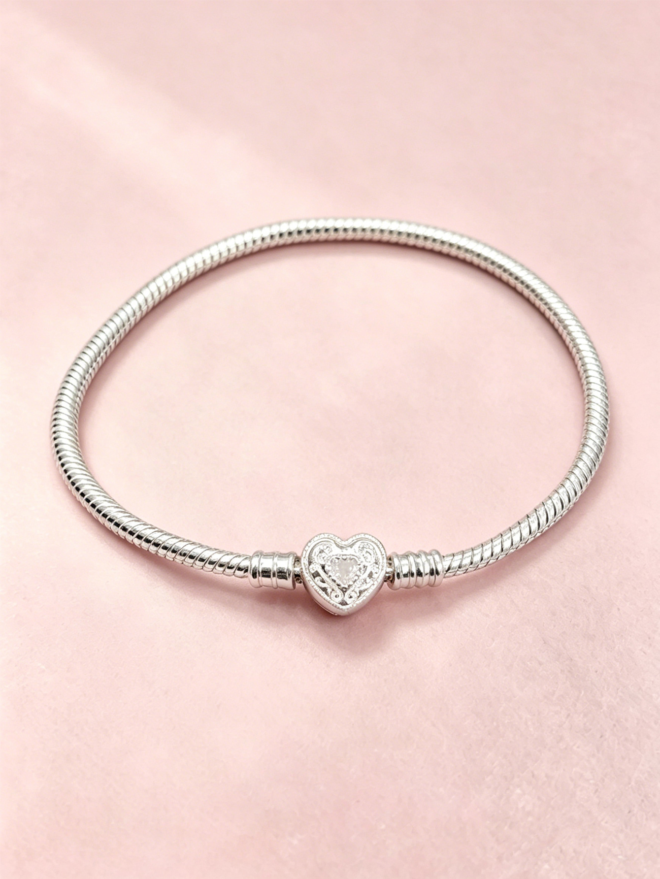 Panjia pulsera desmontable bronce simple pulsera plateada de piedra amor copo de nieve cuatro hojas joyas de la luna