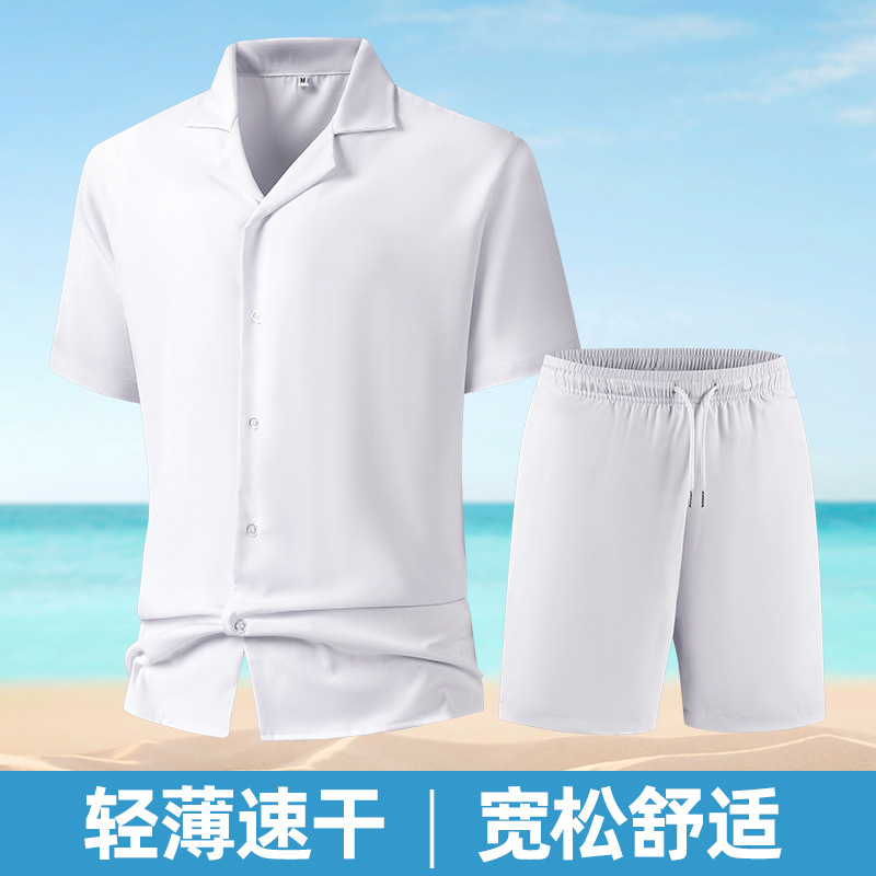 New Summer Set: Loose-fitting Quick-drying Shirt, Men's Short-sleeved Two-Piece Set, Amazon Cross-border E-commerce 3D