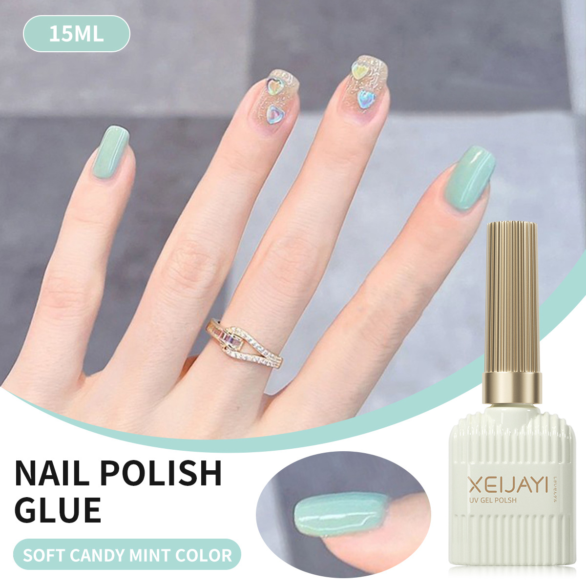 Esmalte Gel Verde Menta Sin Enjuague Secado Rápido para Salón de Uñas image 4