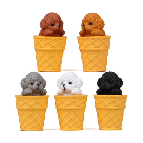 5 Creative Gourmet Cartoon Dogs Ice Cream Teddy Dog DIY Figures Gardening Landscaping Dolls Doll Ornaments Decoration