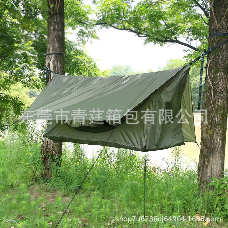Customized outdoor flat-lay anti-tip hammock, waterproof and rainproof outdoor canopy hammock, mosquito-proof and breathable floating bed