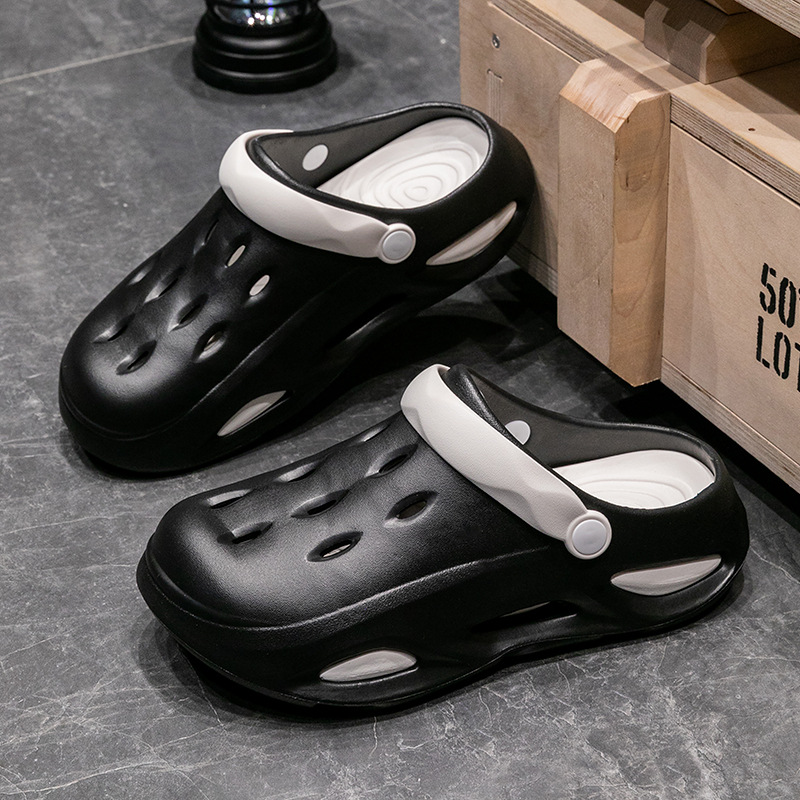 Zapatos de verano para mujeres pareja de arena antideslizante fondo grueso antiodor fugas zapatillas frías para hombres pisando mierda