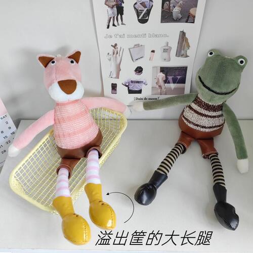 Creative Keychain Cute Rabbit Cartoon Doll School Bag Pendant Long Legged Frog Plush Bag Pendant Wholesale