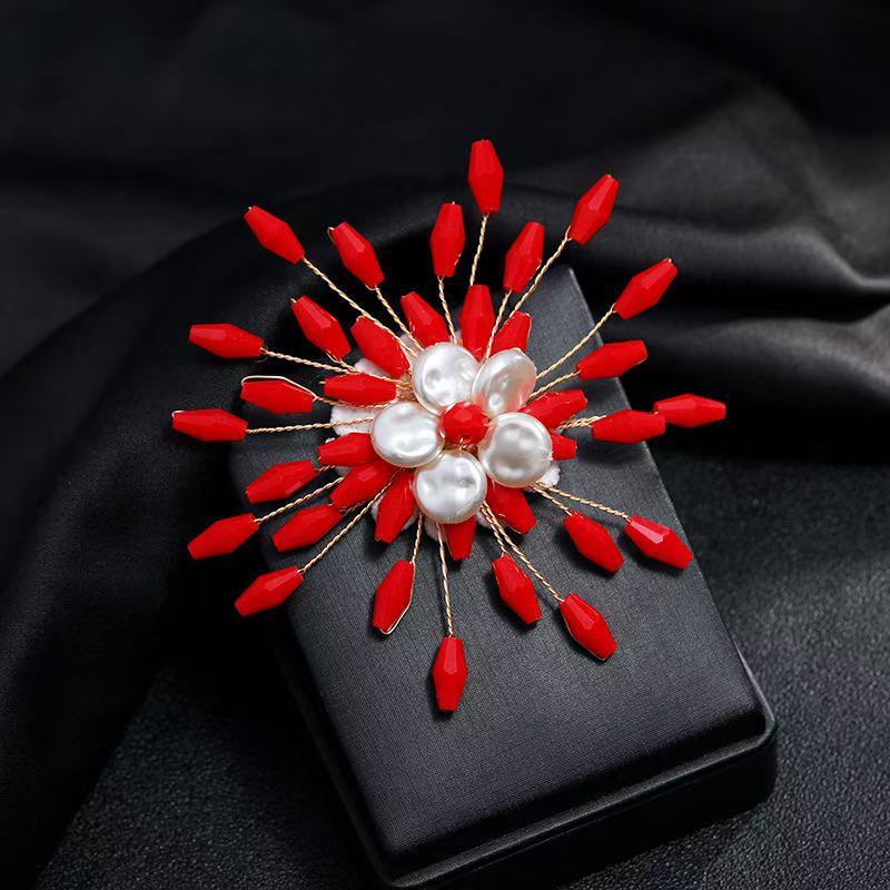 Broche élégante coréenne en perles faites main, idéale pour vêtements, robes, costumes et manteaux._voghion.com
