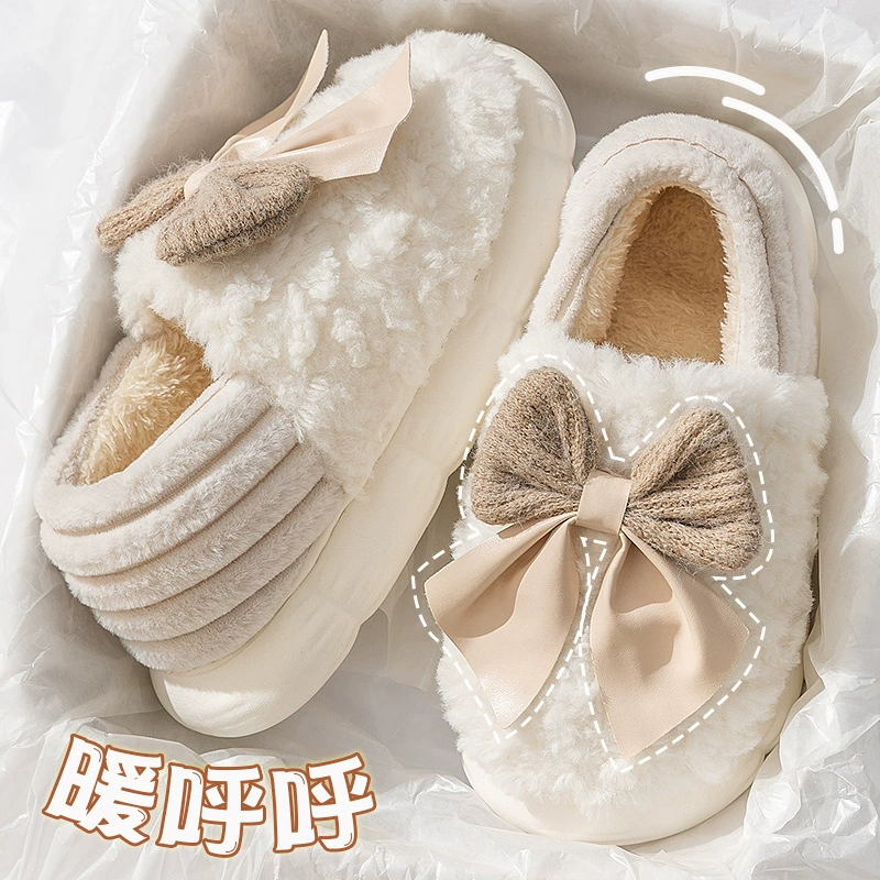 Сумка-бант с хлопковыми тапочками, Женская осенне-зимняя теплая Лунная обувь на флисовой подкладке, любители, Мужская плюшевая хлопковая обувь оптом