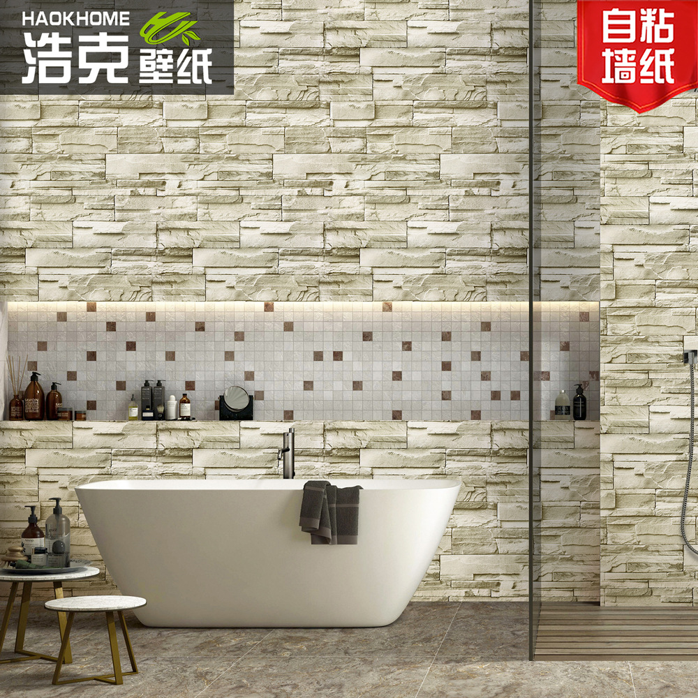 3D three-dimensional brick pattern wall sticker ins Internet celebrity cultural brick industrial style wallpaper restaurant milk tea shop wallpaper waterproof sticker