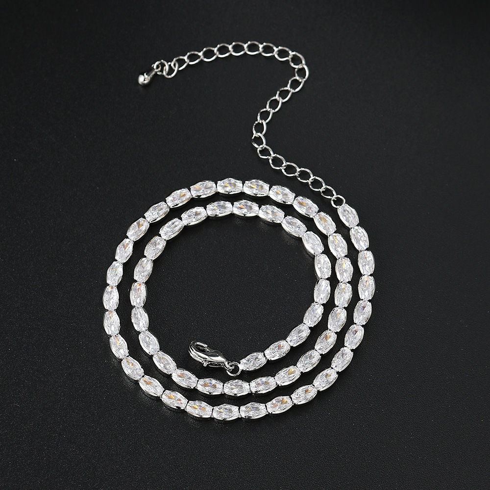 Copper Chain Material 1 Piece Quantity Copper Rose Gold Plated White Gold Plated Gold Plated Plating Inlay Oval Zircon Necklace