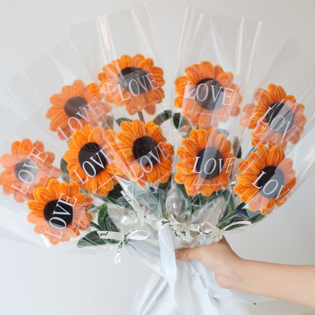 Ramo de girasol superdenso terminado Día del maestro Regalo de graduación de girasol creativo para compañeros de clase y maestros