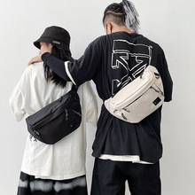 日系工装男士斜挎包简约男女挎包韩版百搭休闲包日系ins潮牌胸包