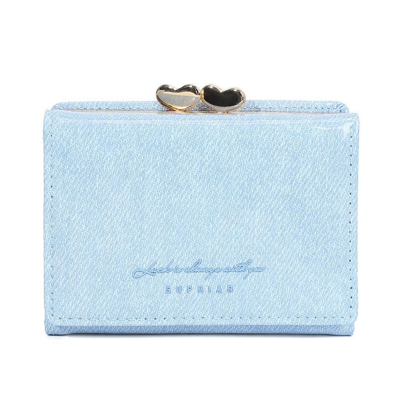 Promoción de la billetera de cuero PU alumno ultra delgado pequeña billetera de tres pliegues de viaje diario simple billetera de mujer personalizada