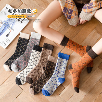 羊毛襪子女 雙g羊毛襪 日系學院風堆堆襪子中筒冬季加厚兔羊毛襪
