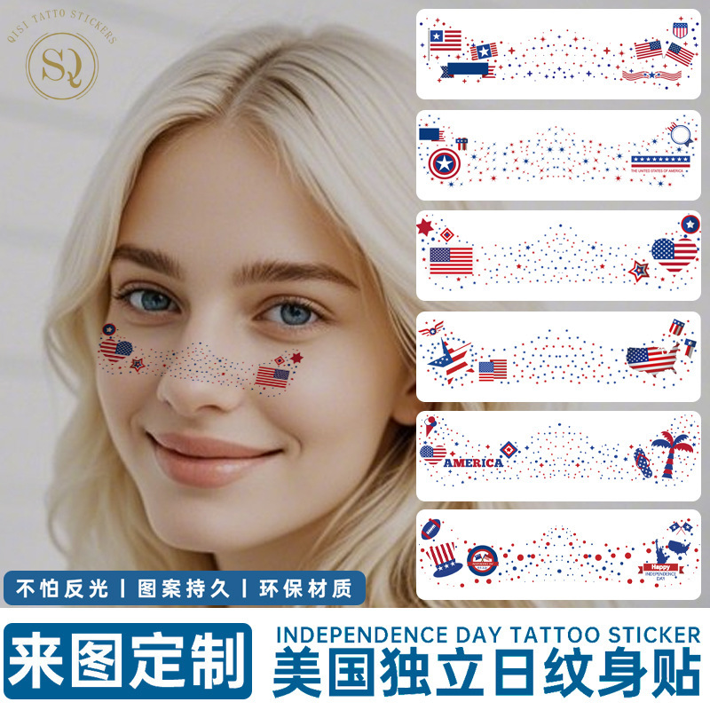 Cross-Border Independence Day Face Tattoos DIY Festival Activities Party Flag Face Makeup Tattoos Holiday Party