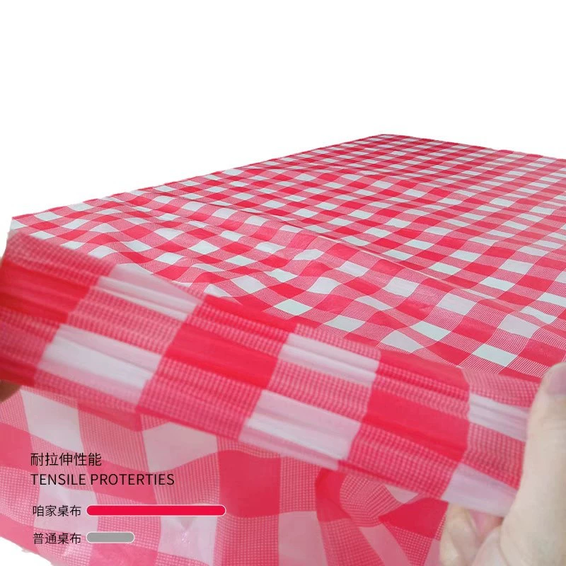 Wholesale red lattice thickened 50 sheets 100 sheets plastic disposable tablecloth large stall square tablecloth round tablecloth